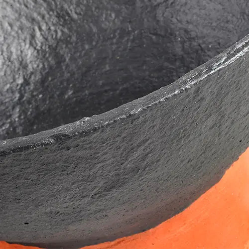 Paper mache Titselo bowl - Black-Terracotta - Close up
