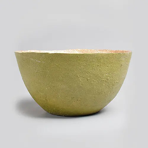 Recycled paper mache bowl - Olive Green - Large 2