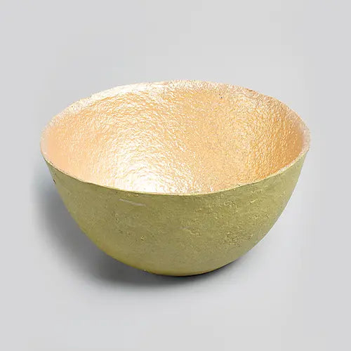 Recycled paper mache bowl - Olive Green - Large 1