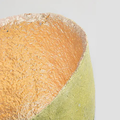 Recycled paper mache bowl - Metallic Gold Bowl - Olive Green - Close up