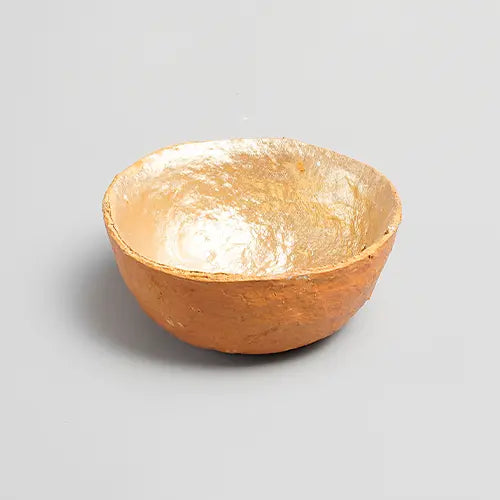 Recycled paper mache bowl - Metallic Gold Bowl - Mustrard - Small 1