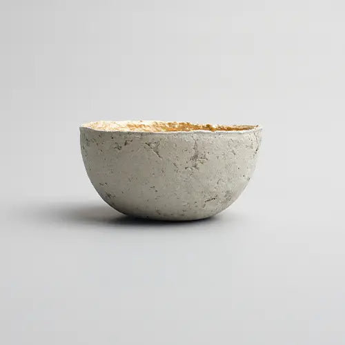 Recycled paper mache bowl - Metallic Gold Bowl - Concrete - Small 2