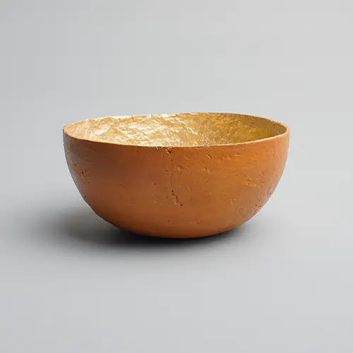 Recycled paper mache bowl - Metallic Gold Bowl - Mustrard - Medium 2