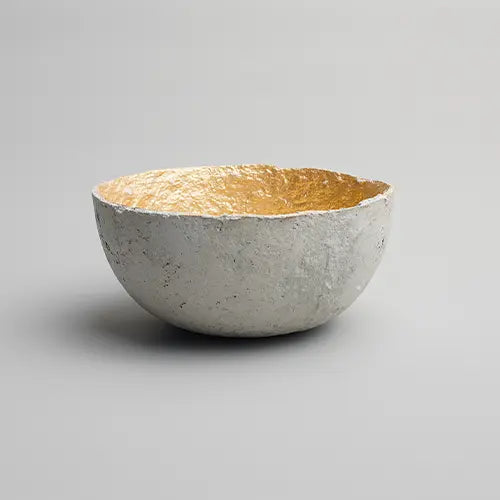 Recycled paper mache bowl - Metallic Gold Bowl - Concrete - Medium 2