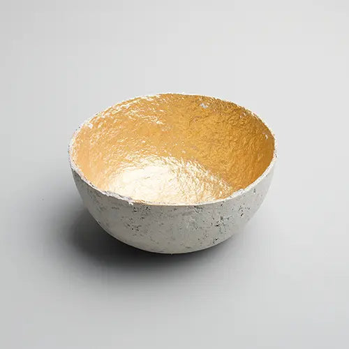 Recycled paper mache bowl - Metallic Gold Bowl - Concrete - Medium 1