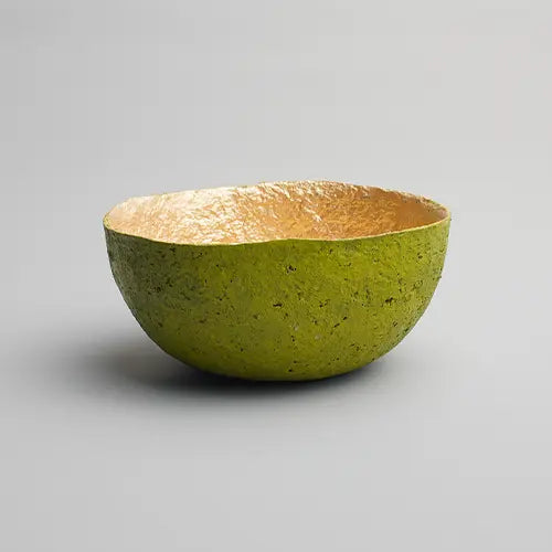 Recycled paper mache bowl - Olive Green - Medium 2