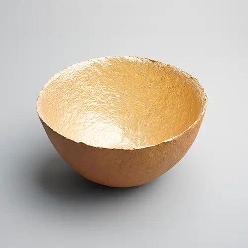 Recycled paper mache bowl - Metallic Gold Bowl - Mustrard - Large 1