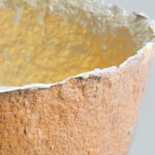 Recycled paper mache bowl - Metallic Gold Bowl - Mustrard - Close up