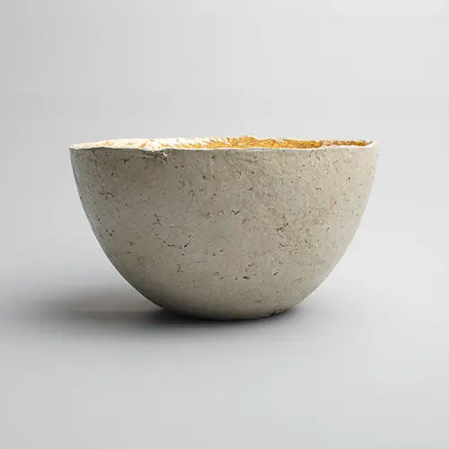 Recycled paper mache bowl - Metallic Gold Bowl - Concrete - Large 2