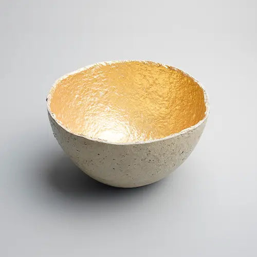 Recycled paper mache bowl - Metallic Gold Bowl - Concrete - Large 1