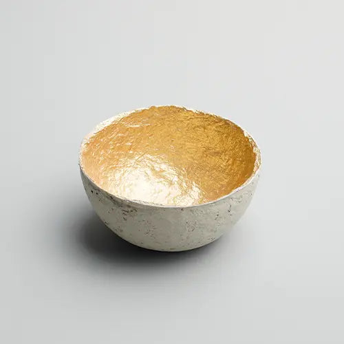 Recycled paper mache bowl - Metallic Gold Bowl - Concrete - Small 1