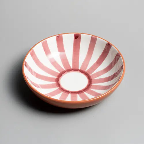 Handcrafted Ceramic - Sun Strip Shallow Bowl - Terracotta - Medium - Photo 1