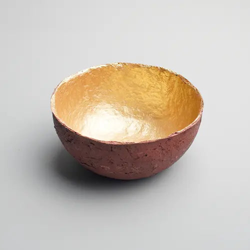 Recycled paper mache bowl -Metallic Gold Bowl - Burgundy - Medium 1