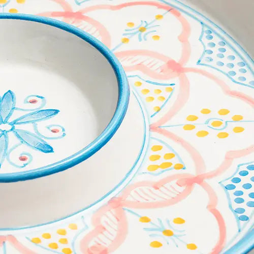 Nour – Hand-Painted Moroccan Ceramic Dip Plate - Close up