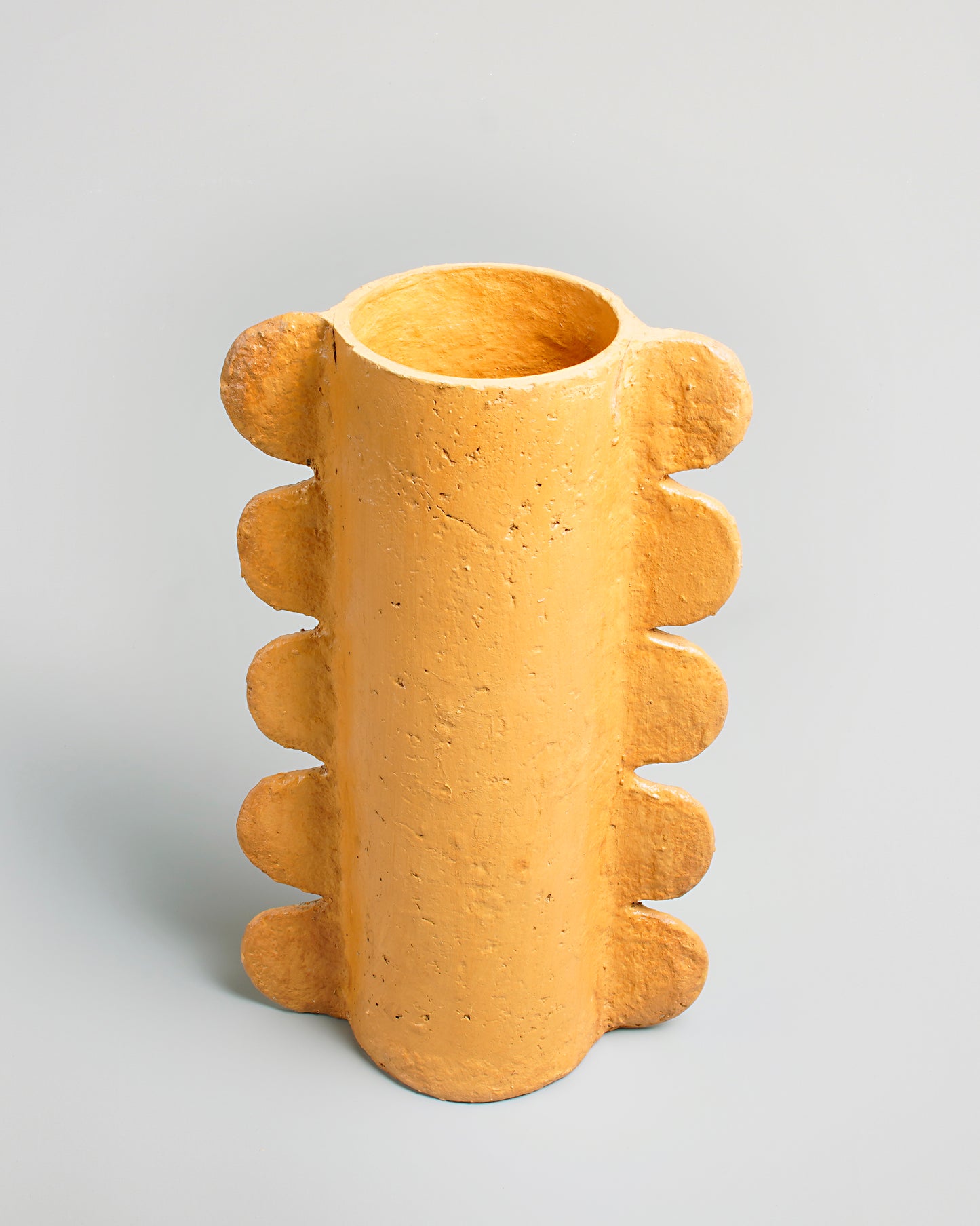 Handcrafted Paper Pulp - Mude Vase Large - Mustard - Photo 1