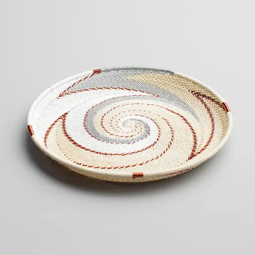 Hand Woven - Tray Round - Ivory - Medium - Photo 1