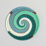 Hand Woven - Coaster - Set of 6 - Emerald - Small - Photo 1