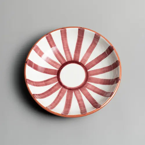 Handcrafted Ceramic - Sun Strip Shallow Bowl - Terracotta - Large  Photo 2