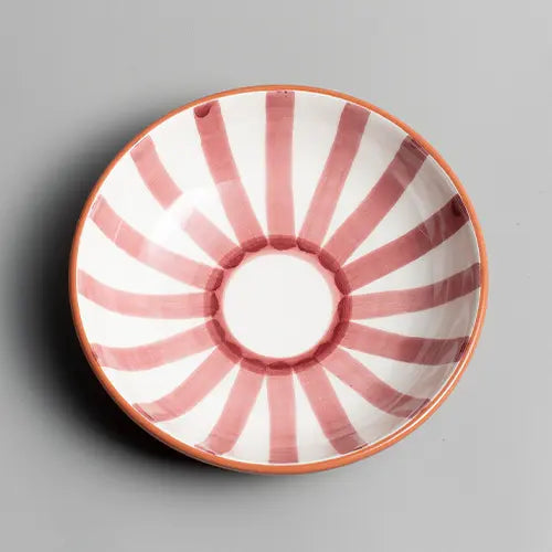 Handcrafted Ceramic - Sun Strip Shallow Bowl - Terracotta - Medium - Photo 2