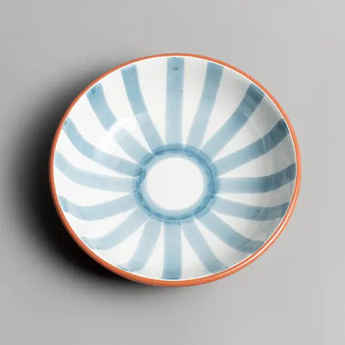 Handcrafted Ceramic - Sun Strip Shallow Bowl - Blue Stone - Large - Photo 2