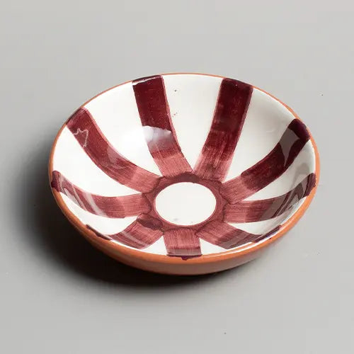 Handcrafted Ceramic - Sun Strip Shallow Bowl - Terracotta - Small - Photo 1