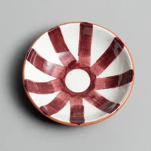 Handcrafted Ceramic - Sun Strip Shallow Bowl - Terracotta - Small - Photo 2