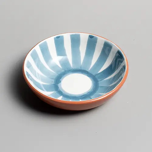 Handcrafted Ceramic - Sun Strip Shallow Bowl - Blue Stone - Small - Photo 1