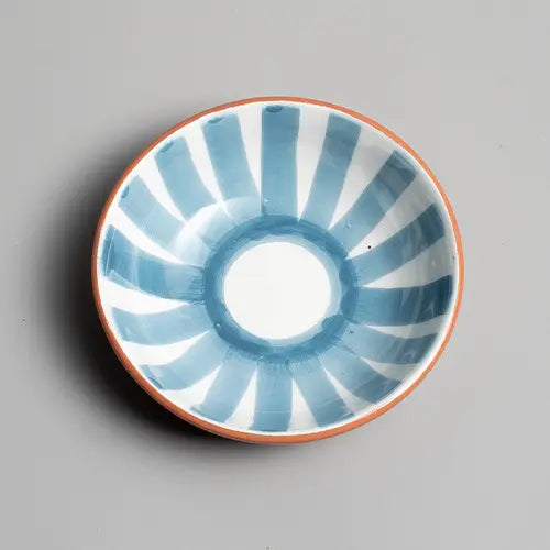 Handcrafted Ceramic - Sun Strip Shallow Bowl - Blue Stone - Small - Photo 2