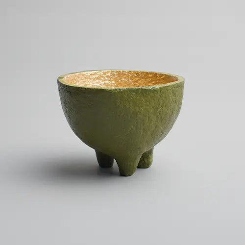 Paper Mache Swazi Bowl - Olive Green - Photos 2