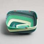 Hand Woven - Square Basket - Emerald - Medium - Photo 1